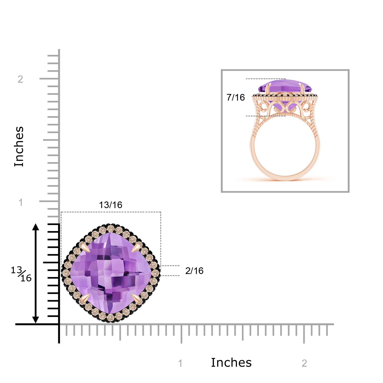 A - Amethyst / 14.08 CT / 14 KT Rose Gold