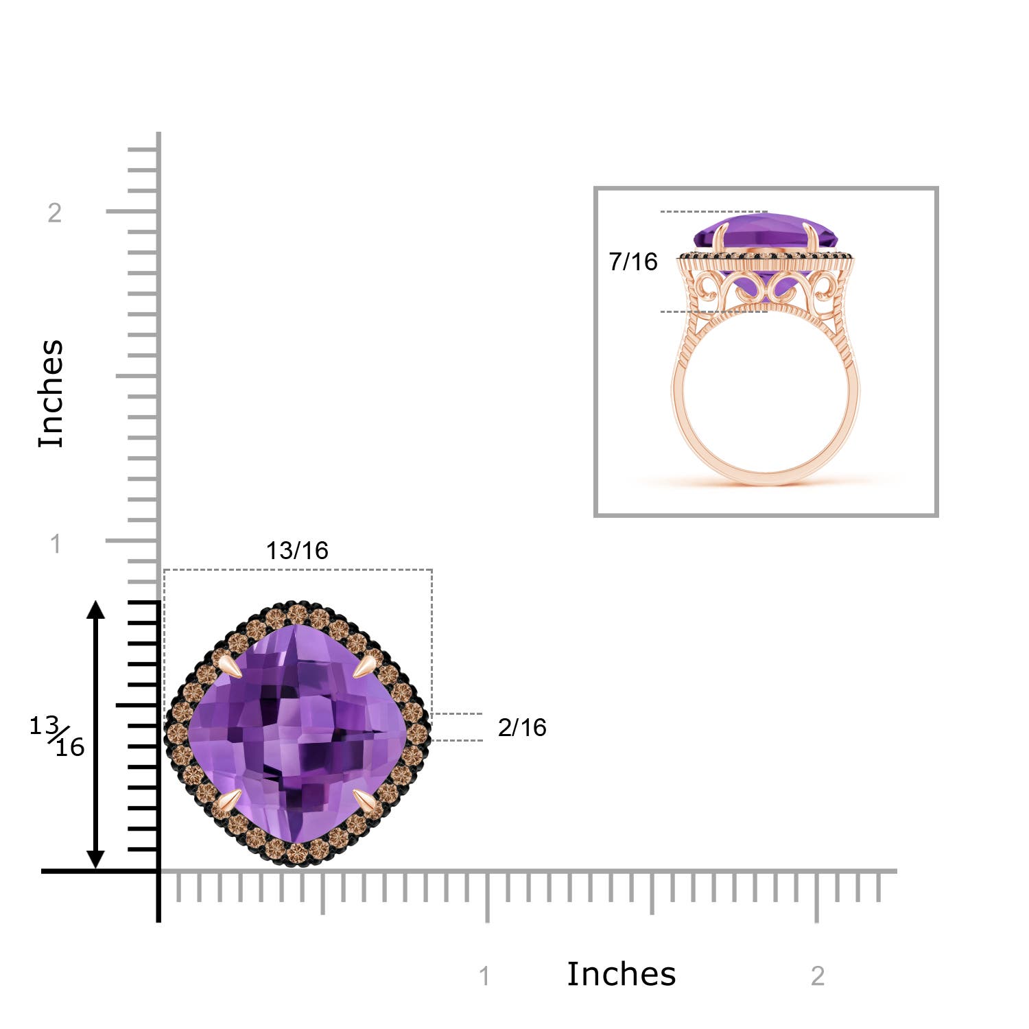 AA - Amethyst / 14.08 CT / 14 KT Rose Gold