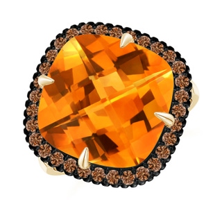 13mm AAAA Claw-Set Cushion Citrine Halo Ring with Filigree in Yellow Gold