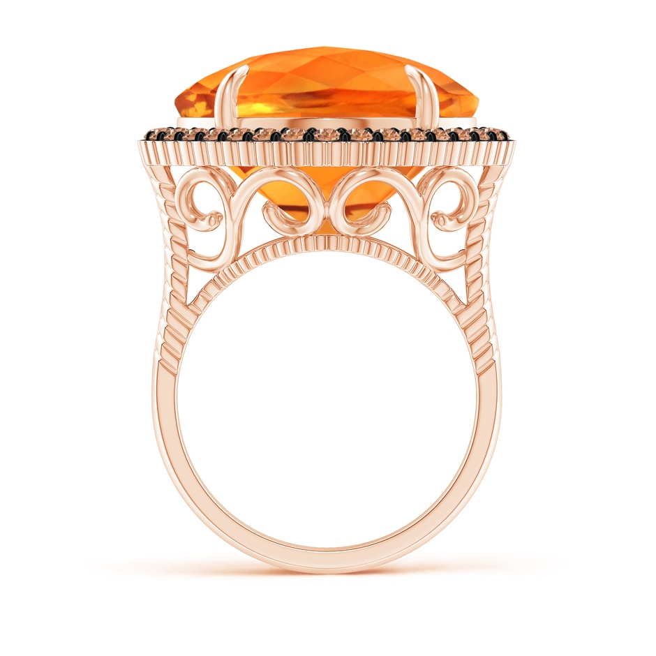 15mm AAAA Claw-Set Cushion Citrine Halo Ring with Filigree in Rose Gold product image