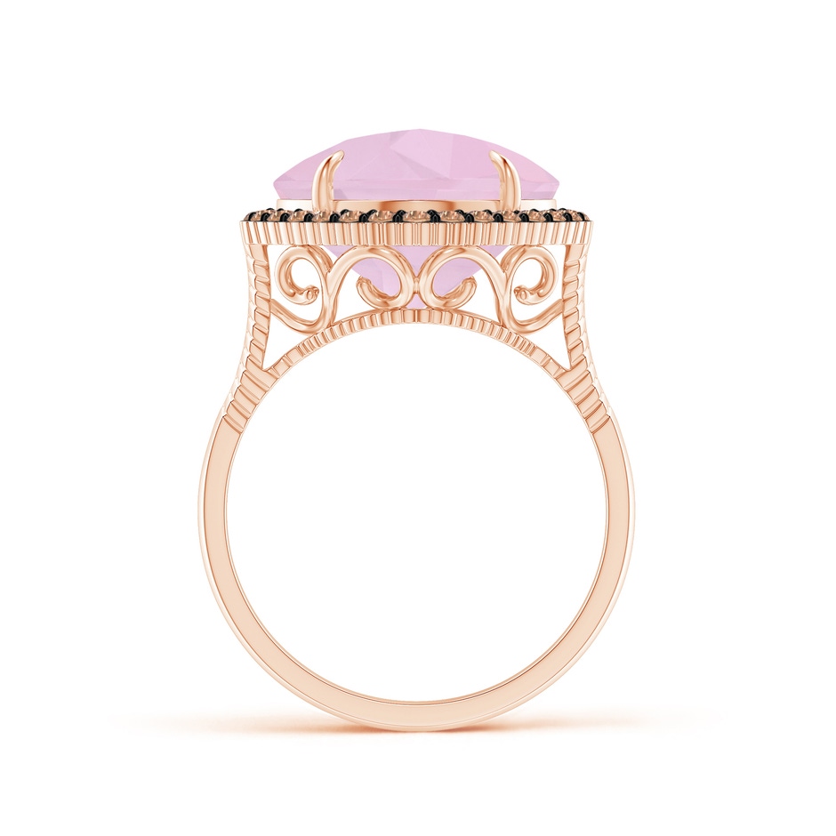 11mm AAA Claw-Set Cushion Rose Quartz Halo Ring with Filigree in Rose Gold product image