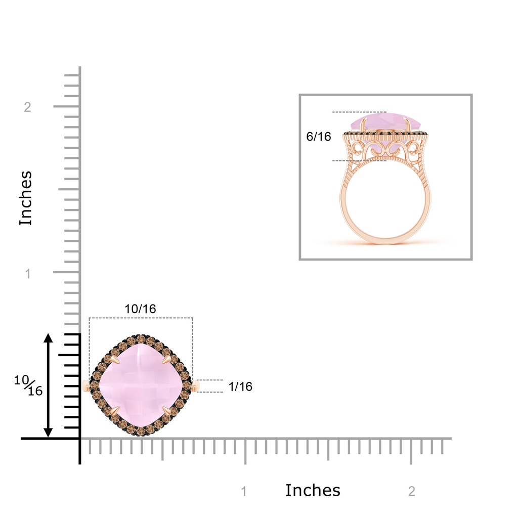 11mm AAA Claw-Set Cushion Rose Quartz Halo Ring with Filigree in Rose Gold Product Image
