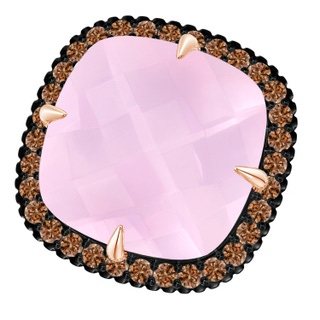 15mm AAAA Claw-Set Cushion Rose Quartz Halo Ring with Filigree in Rose Gold