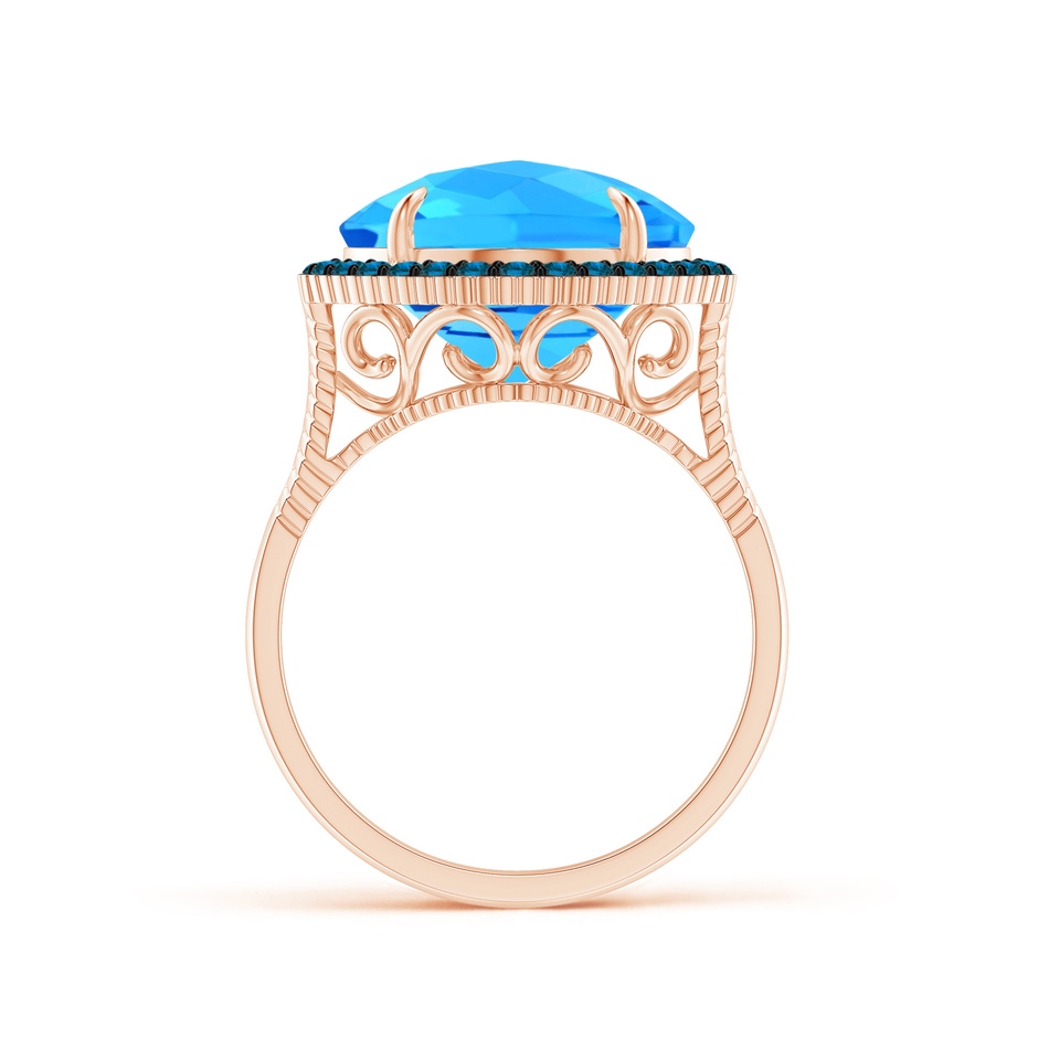 11mm AAA Claw-Set Cushion Swiss Blue Topaz Halo Ring with Filigree in Rose Gold product image