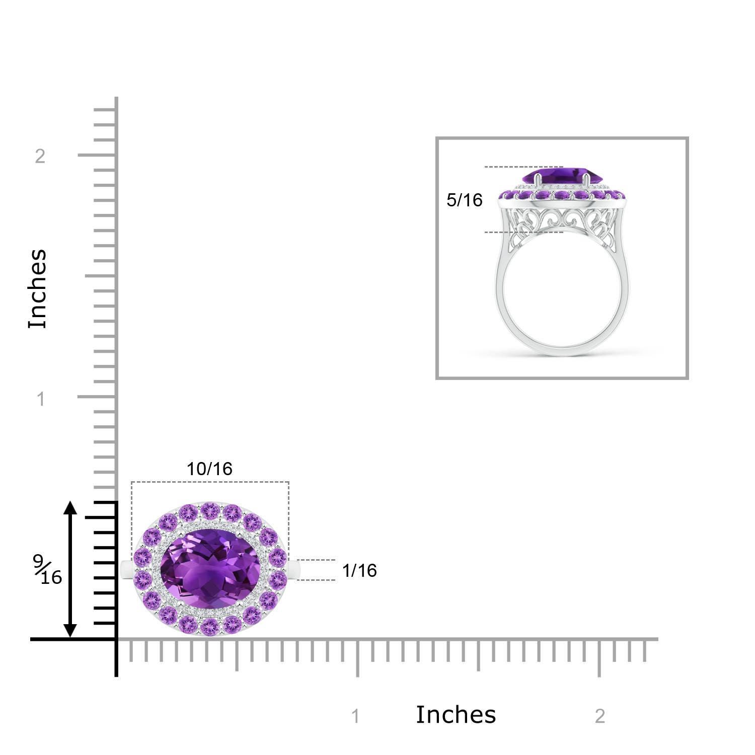 AAAA - Amethyst / 2.93 CT / 14 KT White Gold