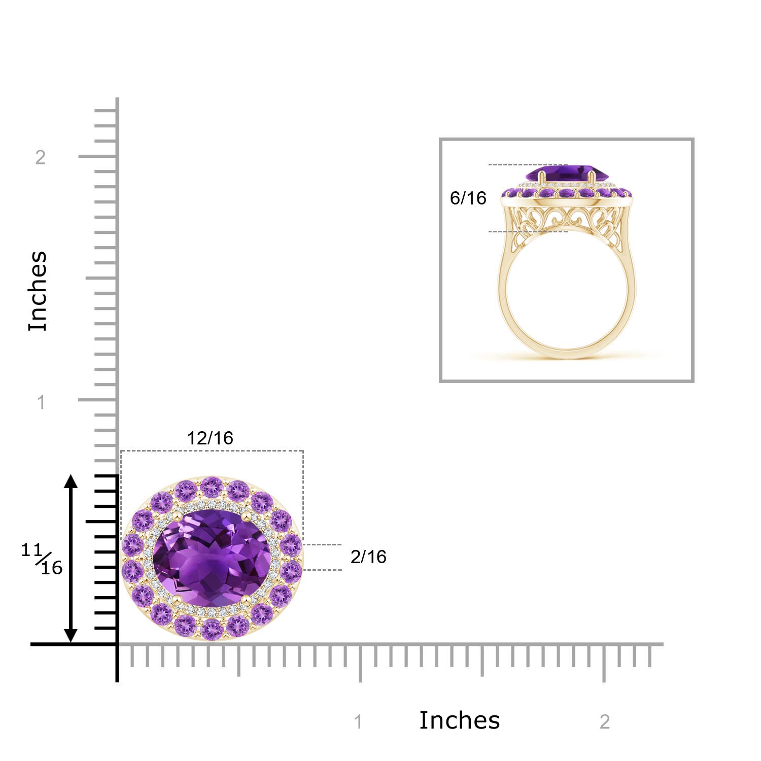 AAAA - Amethyst / 5.55 CT / 14 KT Yellow Gold