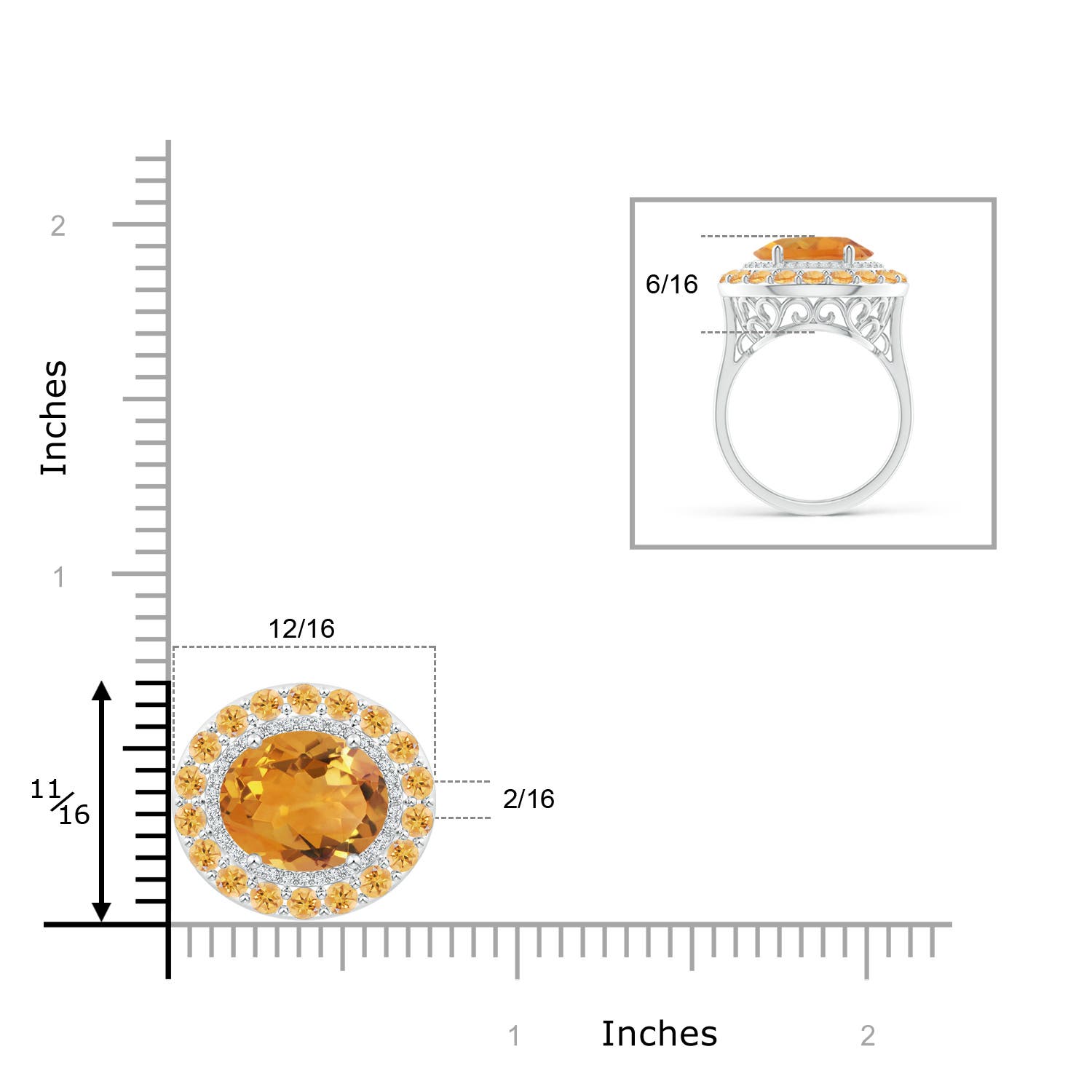 AA - Citrine / 5.35 CT / 14 KT White Gold