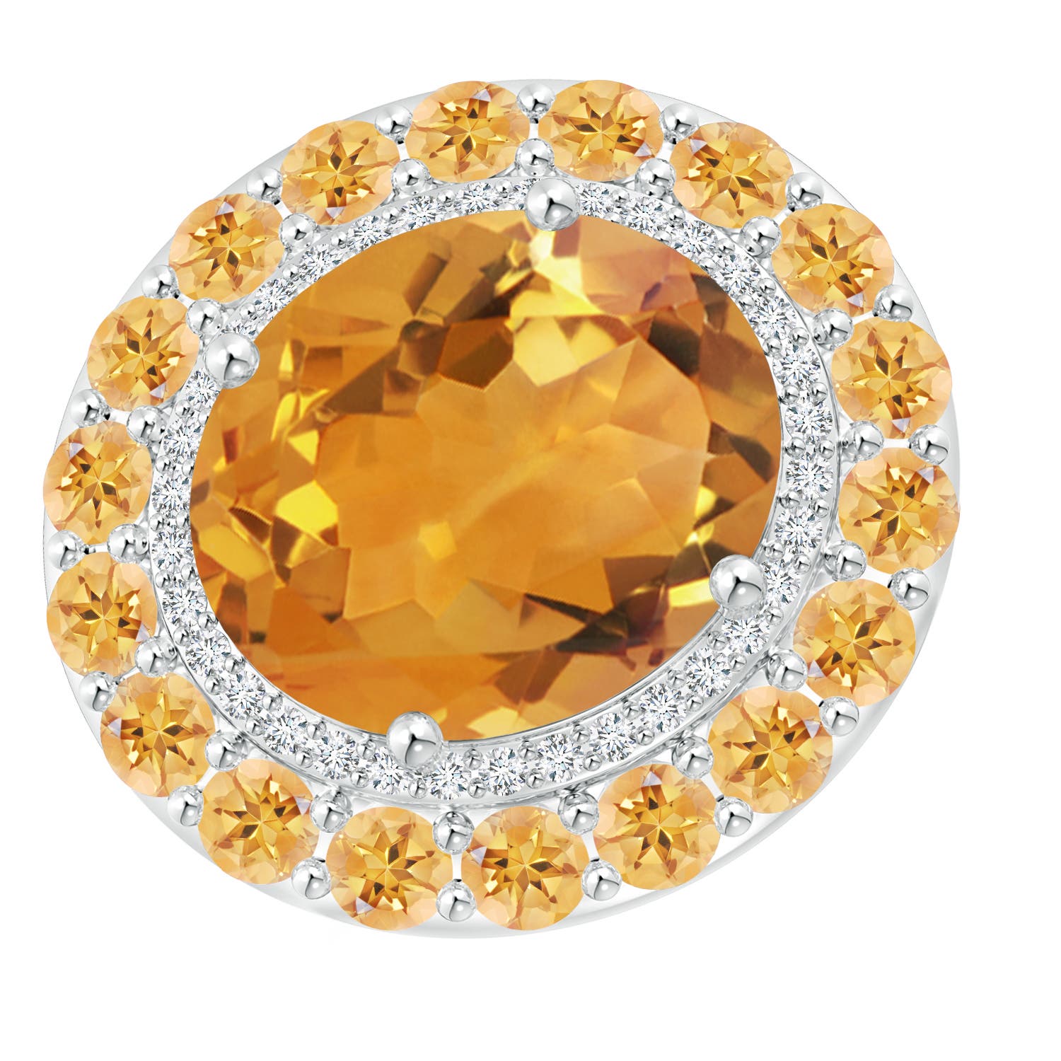 AA - Citrine / 8.52 CT / 14 KT White Gold