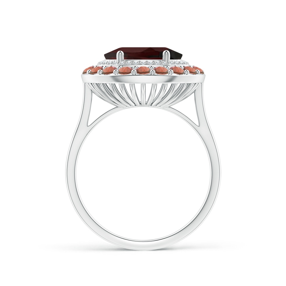 10x8mm A Sideways Oval Garnet Double Halo Cocktail Ring in White Gold side-1