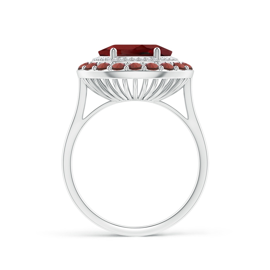 10x8mm AAAA Sideways Oval Garnet Double Halo Cocktail Ring in White Gold side-1