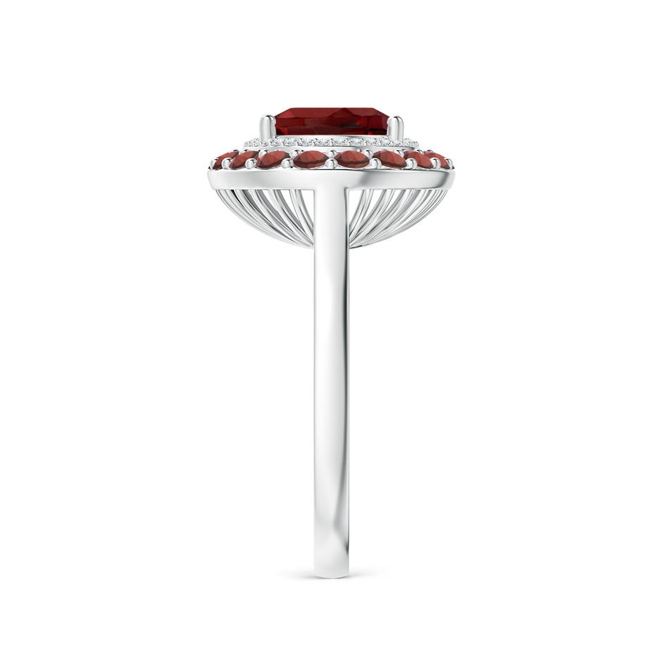 10x8mm AAAA Sideways Oval Garnet Double Halo Cocktail Ring in White Gold side-2