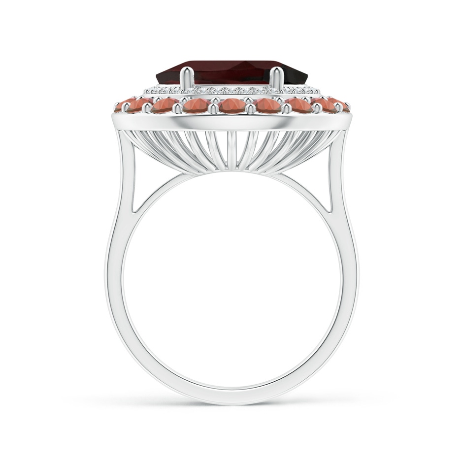 12x10mm A Sideways Oval Garnet Double Halo Cocktail Ring in White Gold side-1