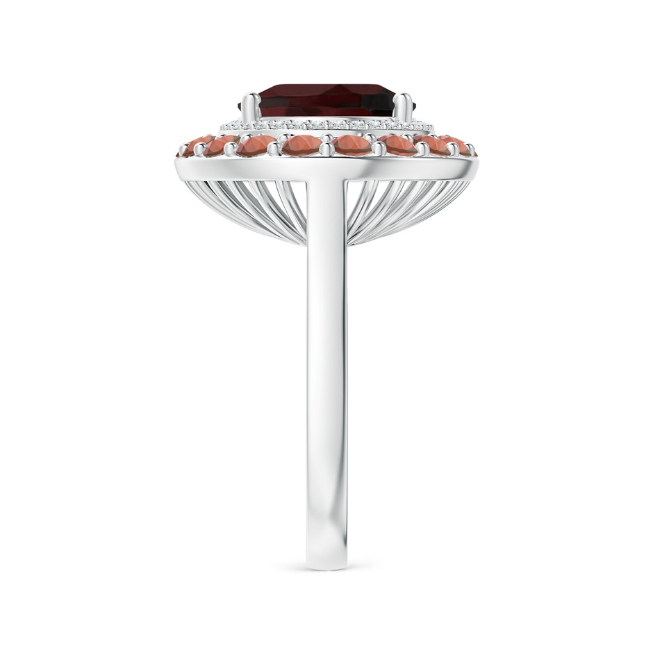 12x10mm A Sideways Oval Garnet Double Halo Cocktail Ring in White Gold side-2