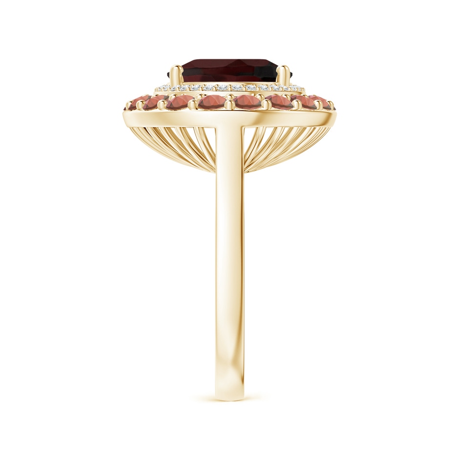 12x10mm A Sideways Oval Garnet Double Halo Cocktail Ring in Yellow Gold side-2
