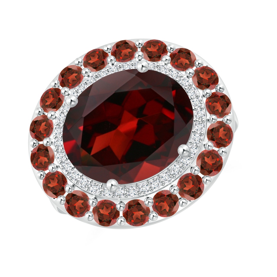 12x10mm AAA Sideways Oval Garnet Double Halo Cocktail Ring in White Gold 