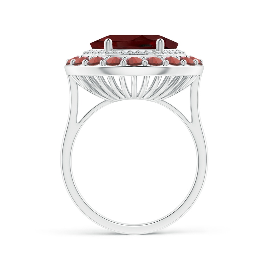 12x10mm AAA Sideways Oval Garnet Double Halo Cocktail Ring in White Gold side-1