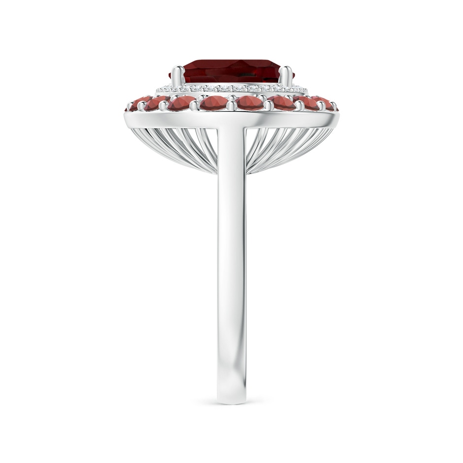 12x10mm AAA Sideways Oval Garnet Double Halo Cocktail Ring in White Gold side-2