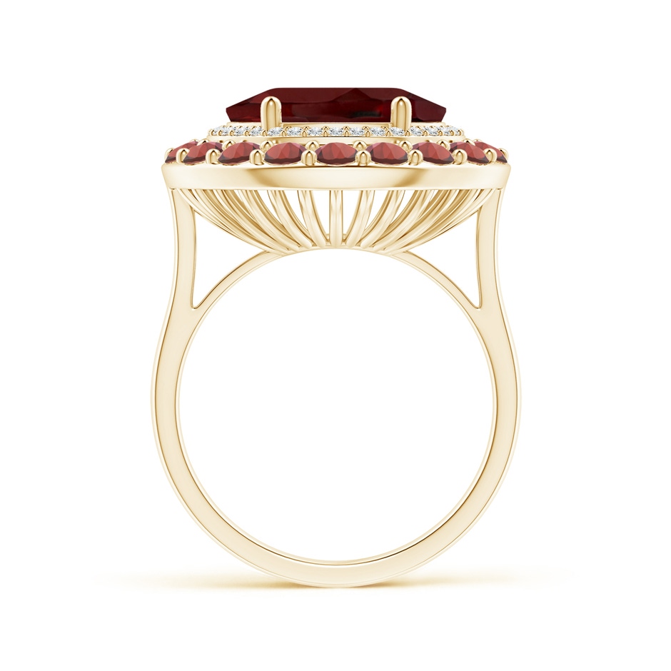 12x10mm AAA Sideways Oval Garnet Double Halo Cocktail Ring in Yellow Gold side-1
