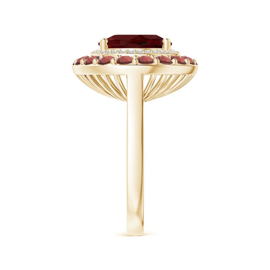 12x10mm AAA Sideways Oval Garnet Double Halo Cocktail Ring in Yellow Gold side-2