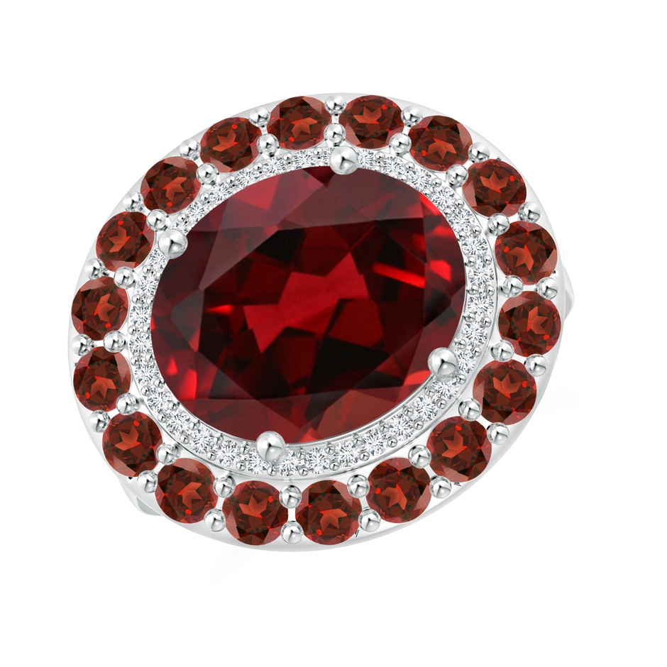 12x10mm AAAA Sideways Oval Garnet Double Halo Cocktail Ring in White Gold 