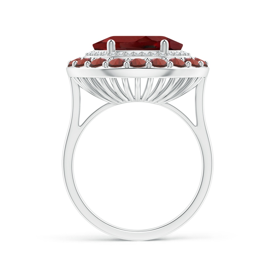 12x10mm AAAA Sideways Oval Garnet Double Halo Cocktail Ring in White Gold side-1