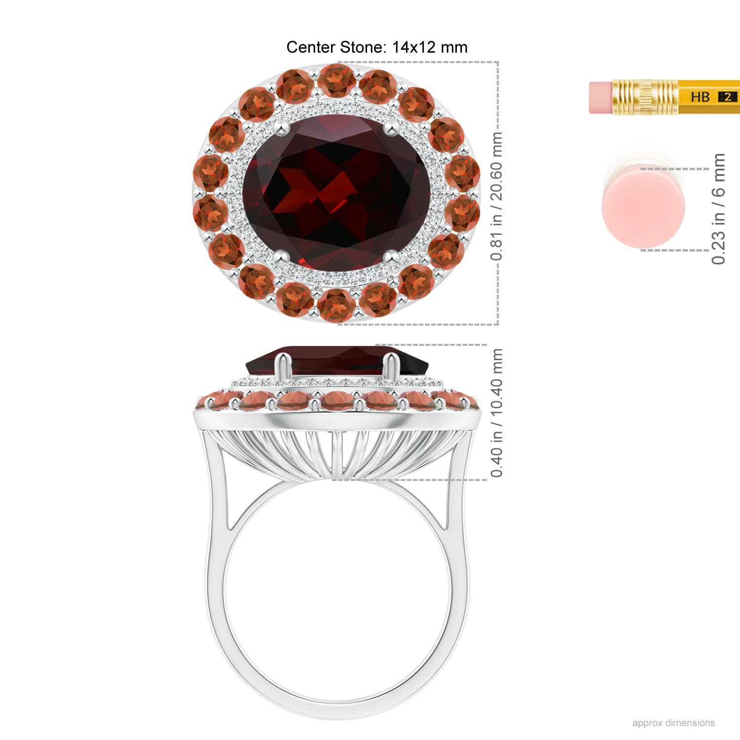 A - Garnet / 10.42 CT / 14 KT White Gold