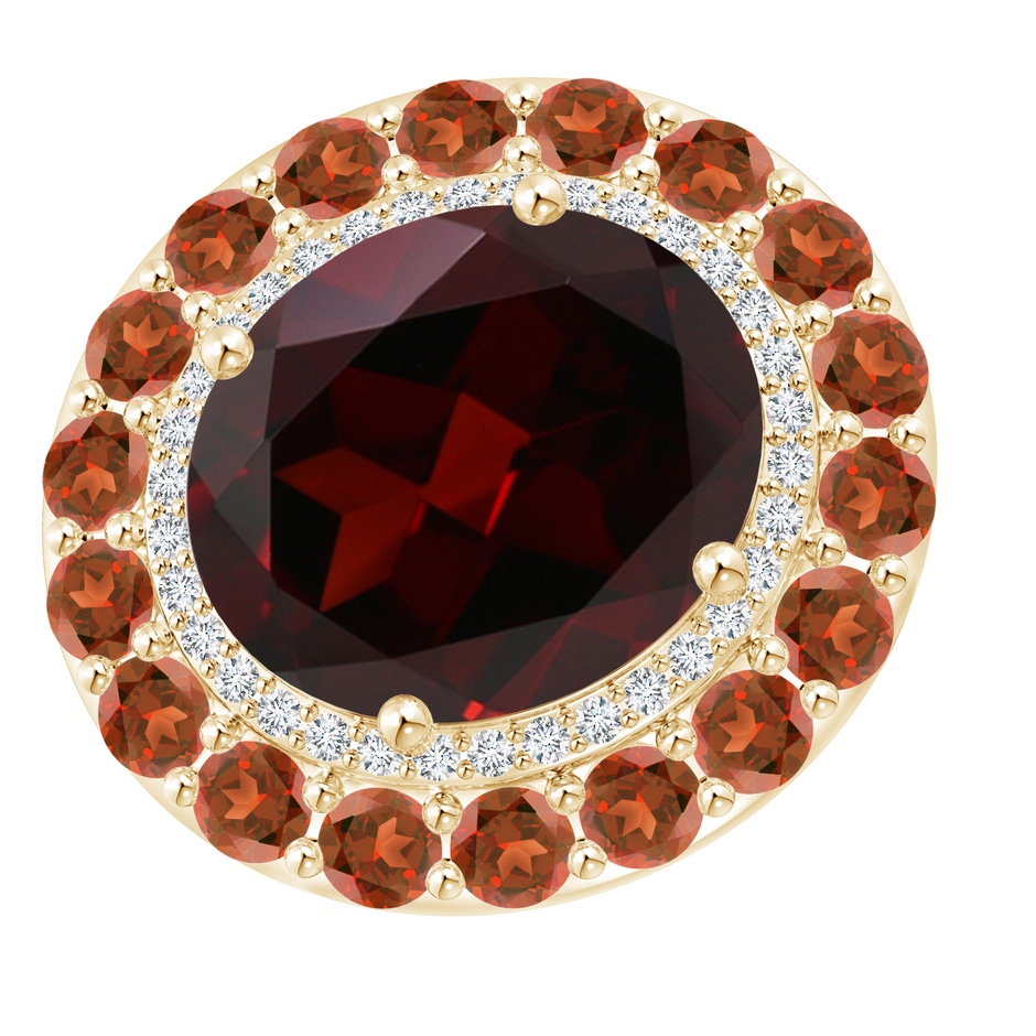 14x12mm A Sideways Oval Garnet Double Halo Cocktail Ring in Yellow Gold 