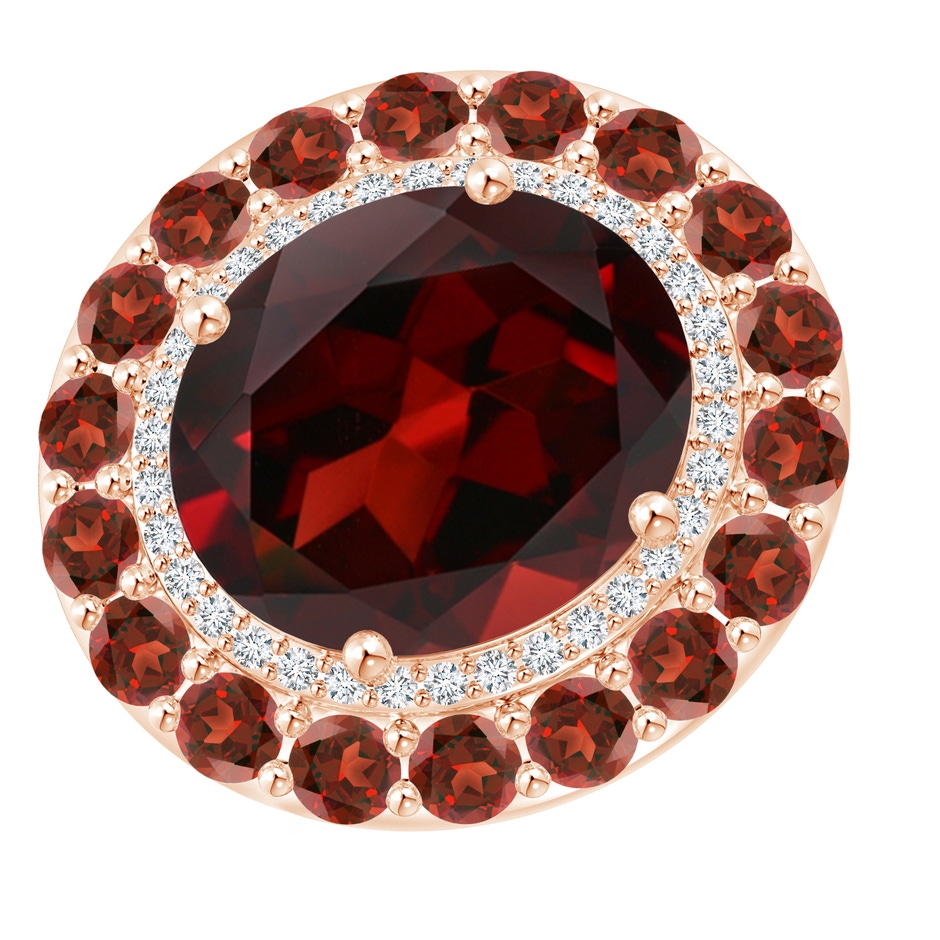 14x12mm AAA Sideways Oval Garnet Double Halo Cocktail Ring in Rose Gold 