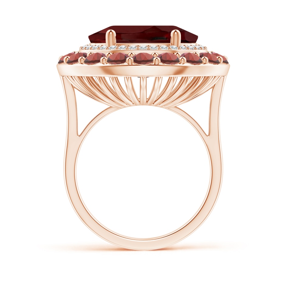 14x12mm AAA Sideways Oval Garnet Double Halo Cocktail Ring in Rose Gold side-1