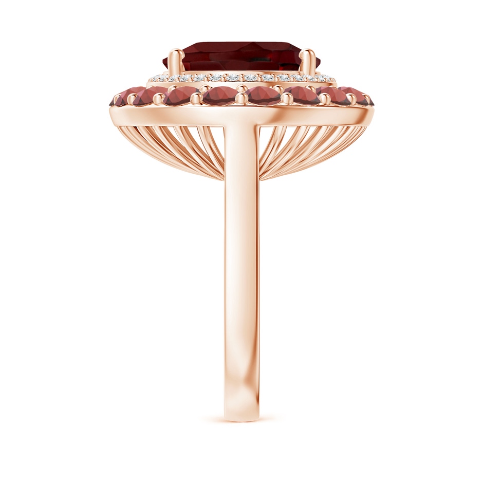 14x12mm AAA Sideways Oval Garnet Double Halo Cocktail Ring in Rose Gold side-2