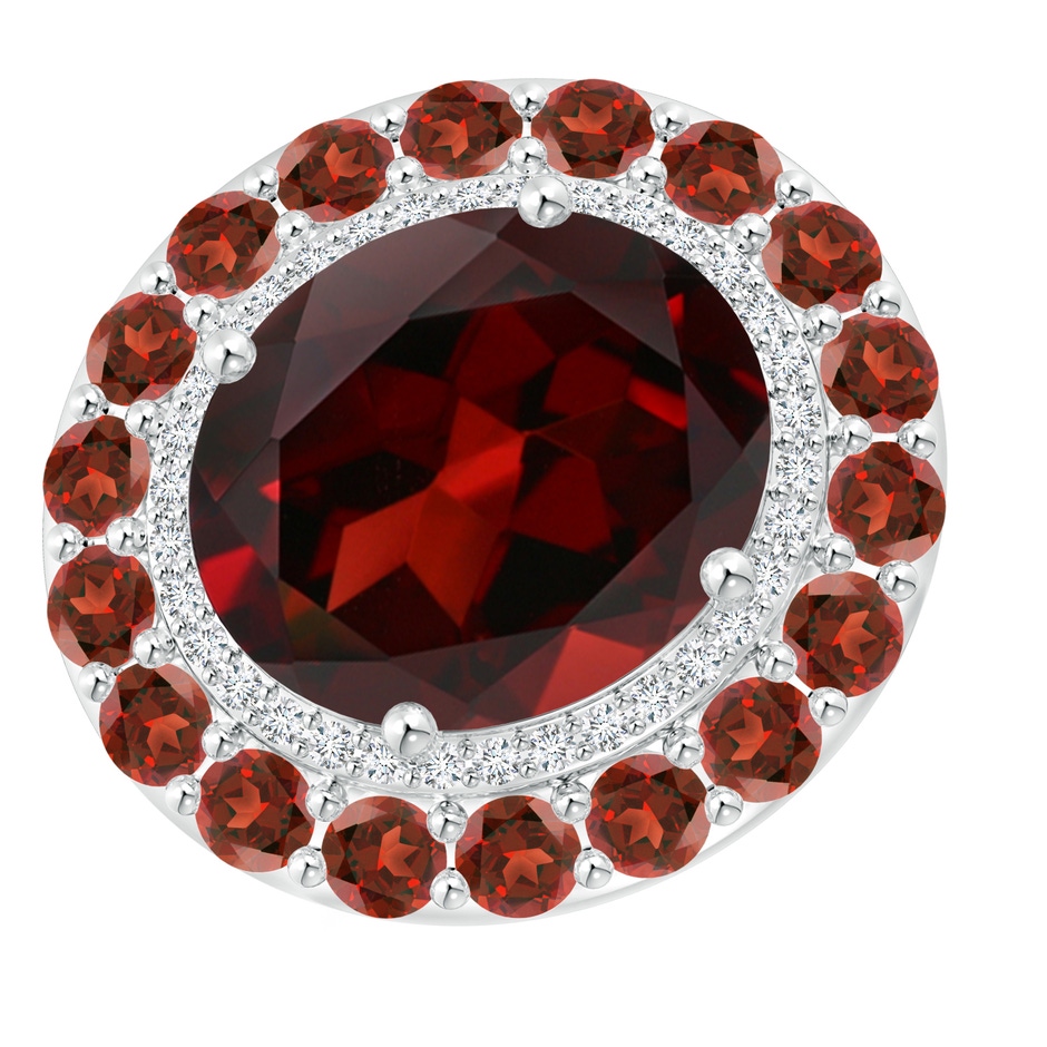 14x12mm AAA Sideways Oval Garnet Double Halo Cocktail Ring in White Gold 