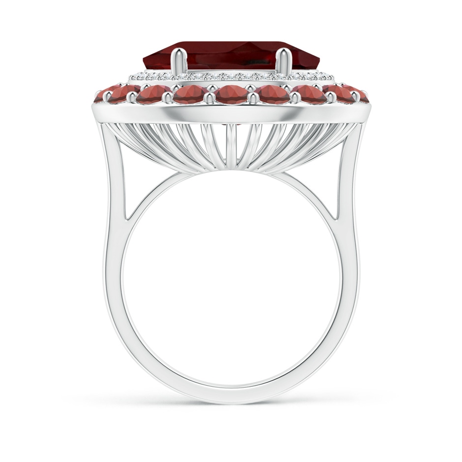 14x12mm AAA Sideways Oval Garnet Double Halo Cocktail Ring in White Gold side-1