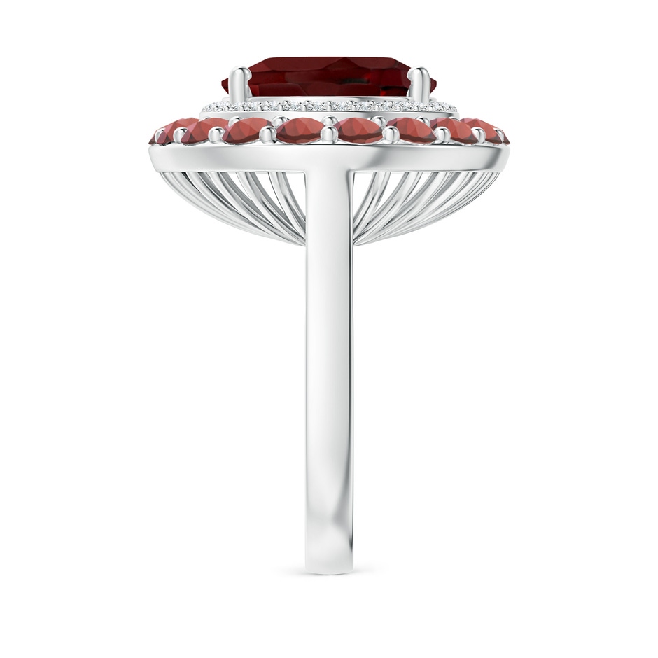 14x12mm AAA Sideways Oval Garnet Double Halo Cocktail Ring in White Gold side-2
