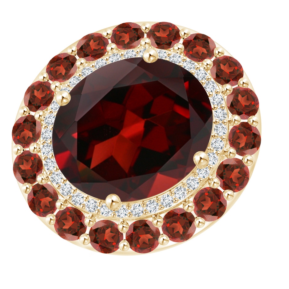 14x12mm AAA Sideways Oval Garnet Double Halo Cocktail Ring in Yellow Gold 