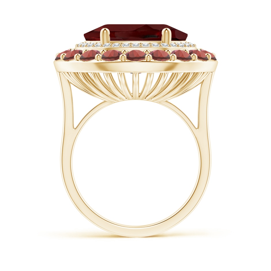 14x12mm AAA Sideways Oval Garnet Double Halo Cocktail Ring in Yellow Gold side-1