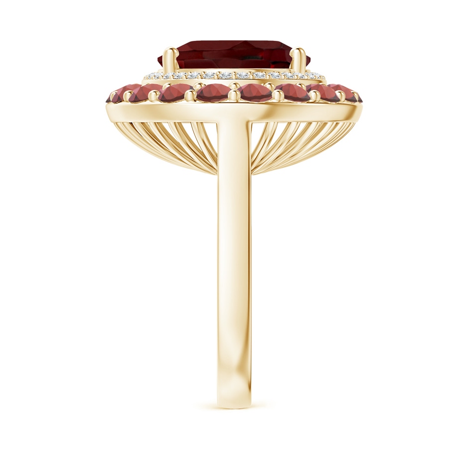 14x12mm AAA Sideways Oval Garnet Double Halo Cocktail Ring in Yellow Gold side-2