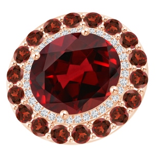 14x12mm AAAA Sideways Oval Garnet Double Halo Cocktail Ring in 9K Rose Gold