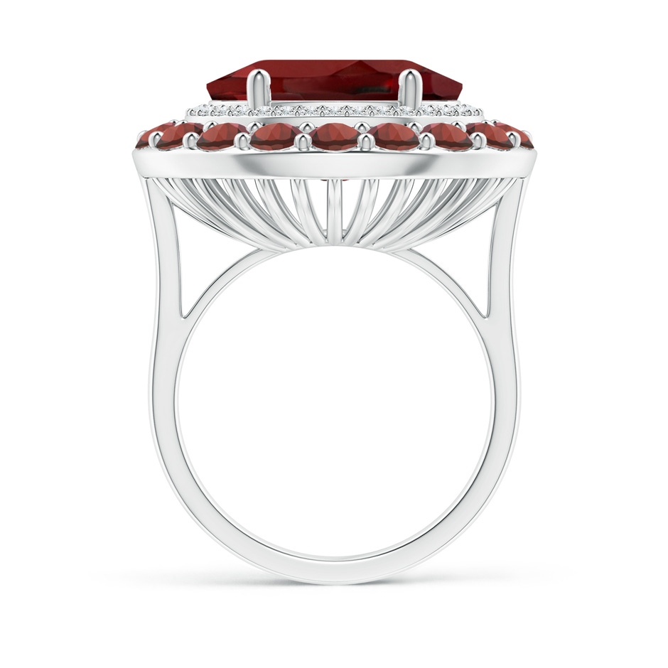 14x12mm AAAA Sideways Oval Garnet Double Halo Cocktail Ring in White Gold side-1