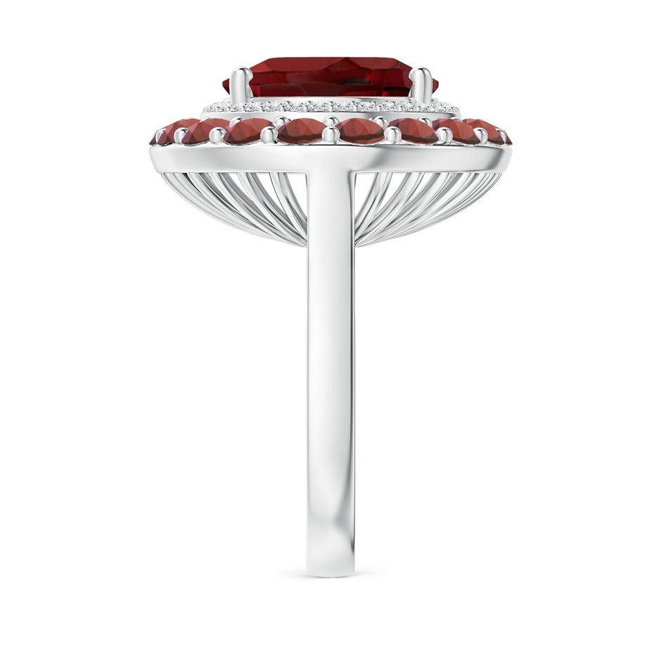 14x12mm AAAA Sideways Oval Garnet Double Halo Cocktail Ring in White Gold side-2