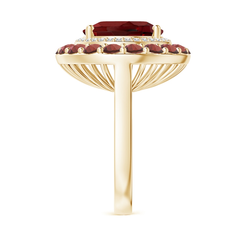 14x12mm AAAA Sideways Oval Garnet Double Halo Cocktail Ring in Yellow Gold side-2