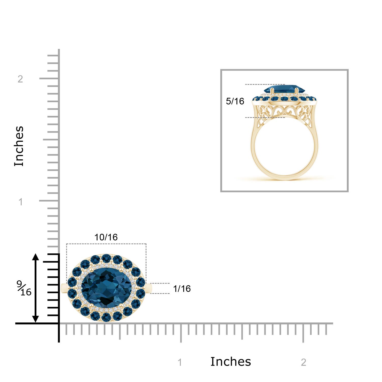 AAA - London Blue Topaz / 4.07 CT / 14 KT Yellow Gold