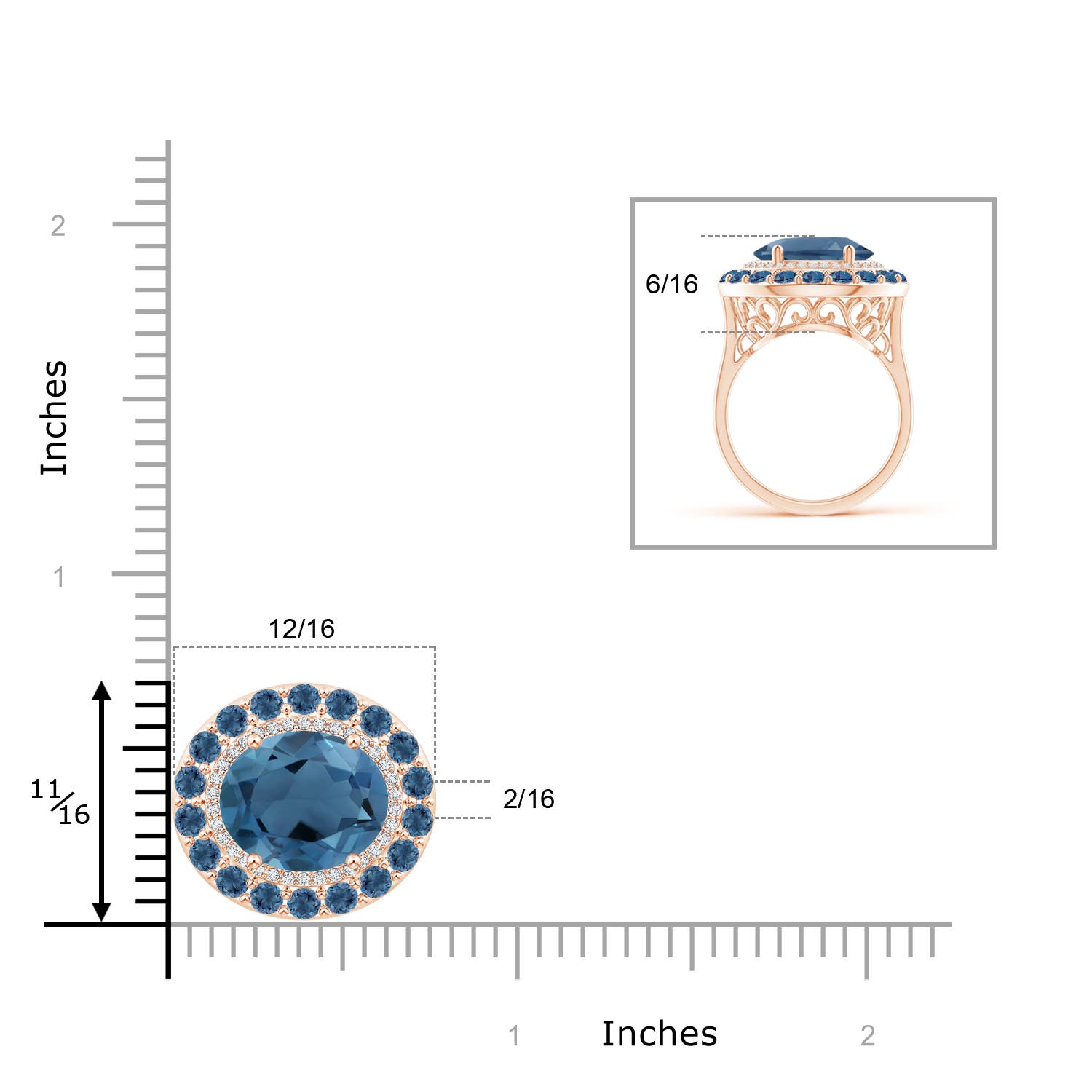 A - London Blue Topaz / 7.21 CT / 14 KT Rose Gold