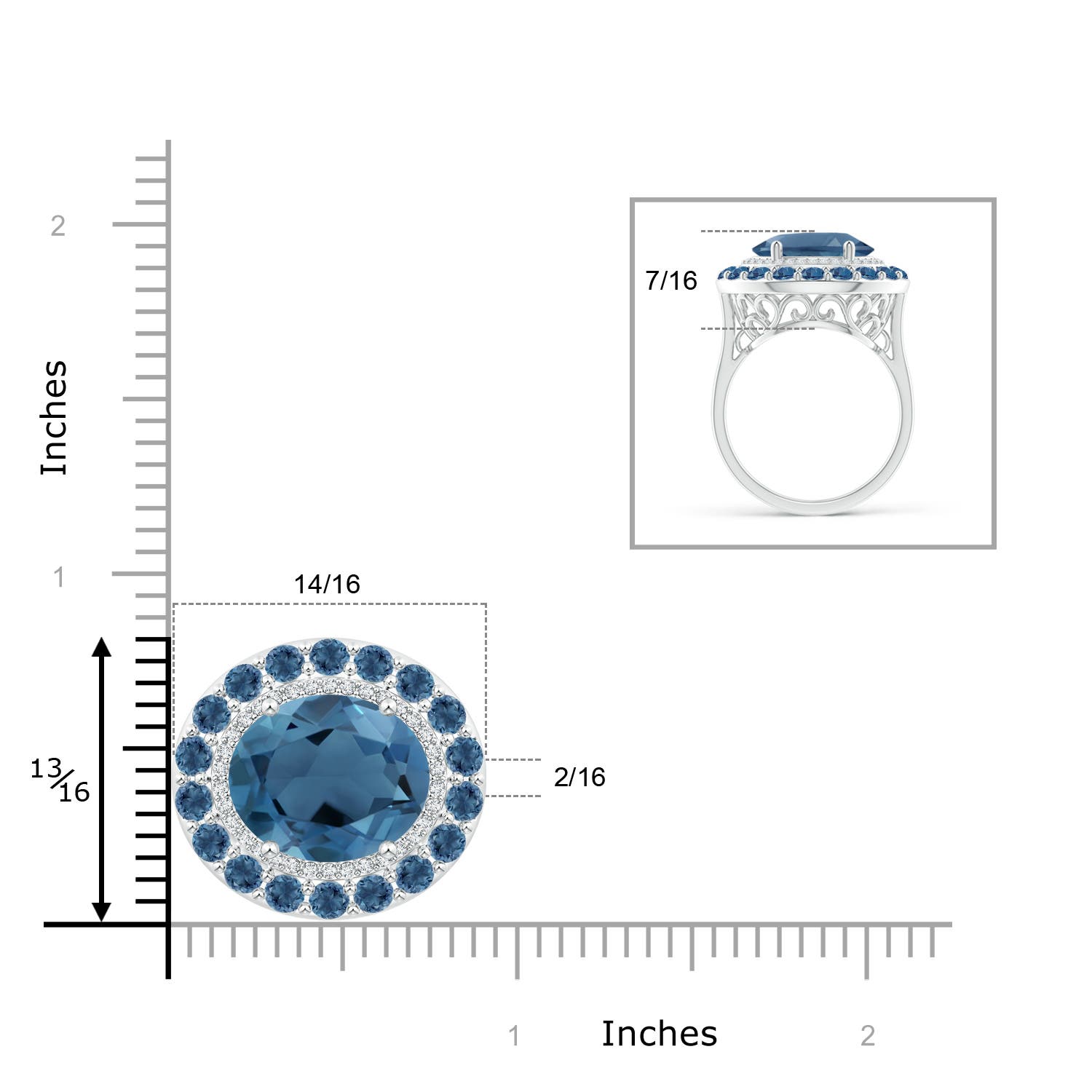 A - London Blue Topaz / 11.04 CT / 14 KT White Gold