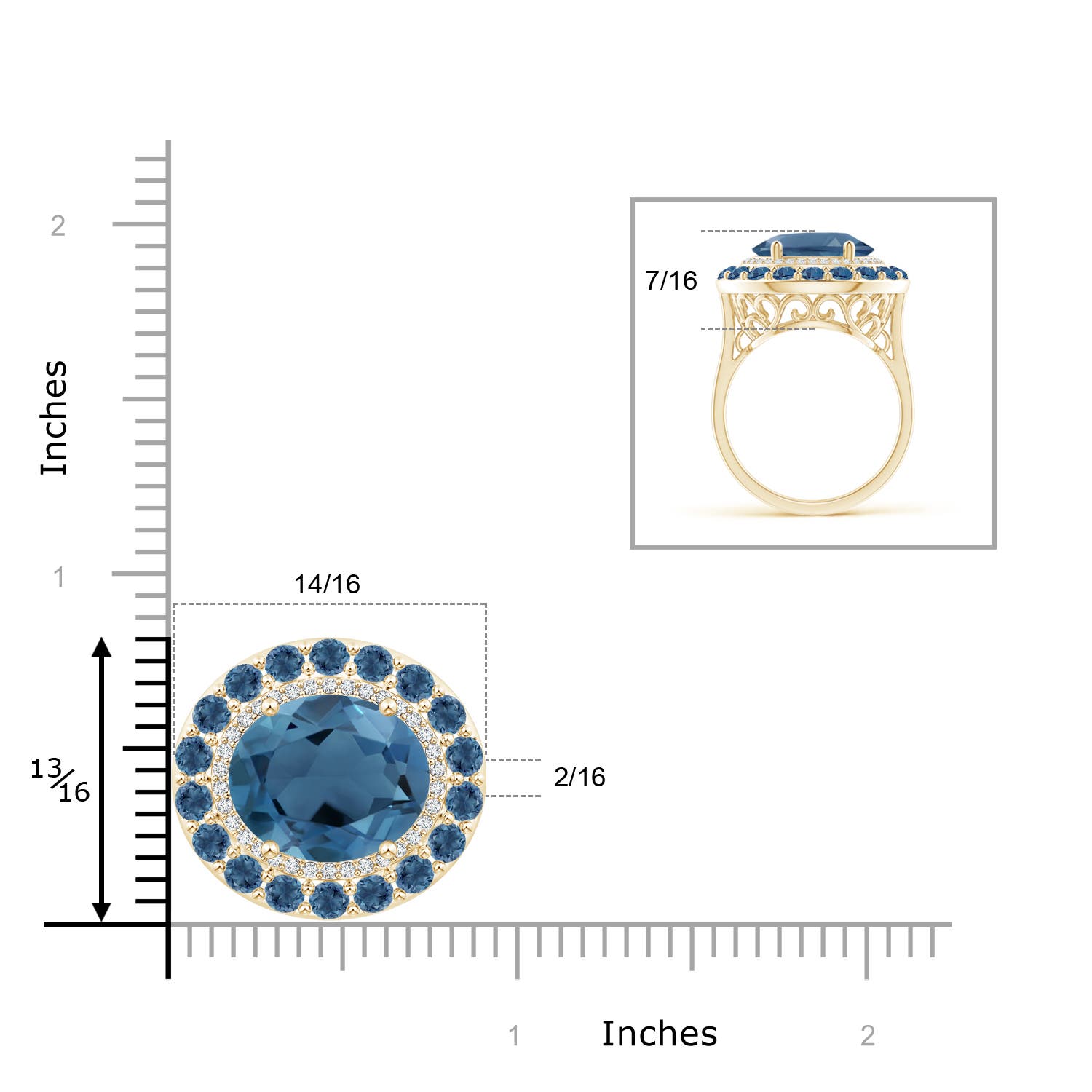 A - London Blue Topaz / 11.04 CT / 14 KT Yellow Gold