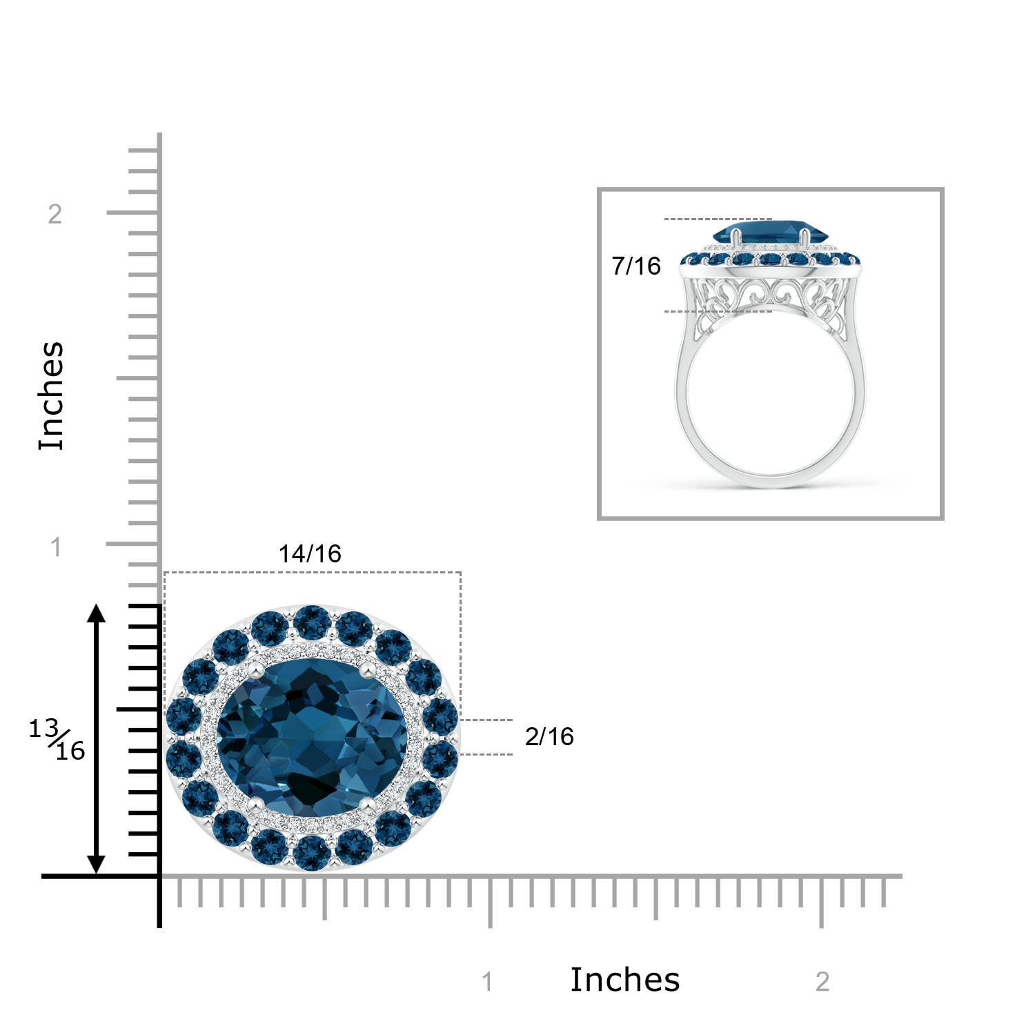 AAA - London Blue Topaz / 11.04 CT / 14 KT White Gold