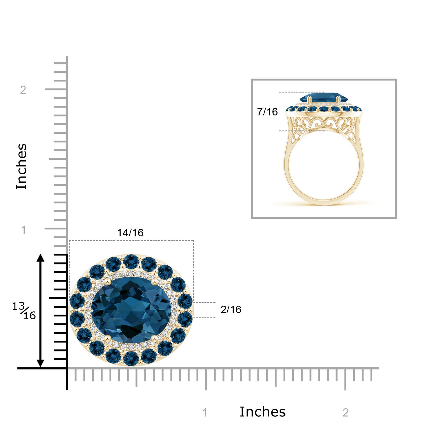 AAA - London Blue Topaz / 11.04 CT / 14 KT Yellow Gold