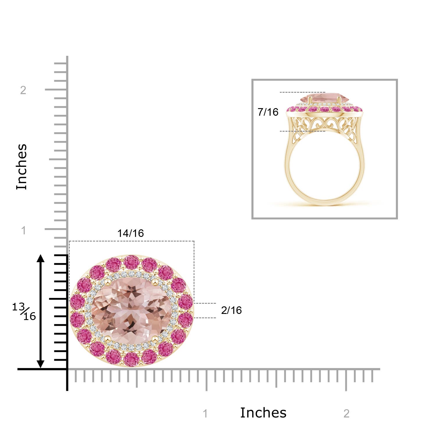 AAA - Morganite / 9.74 CT / 14 KT Yellow Gold