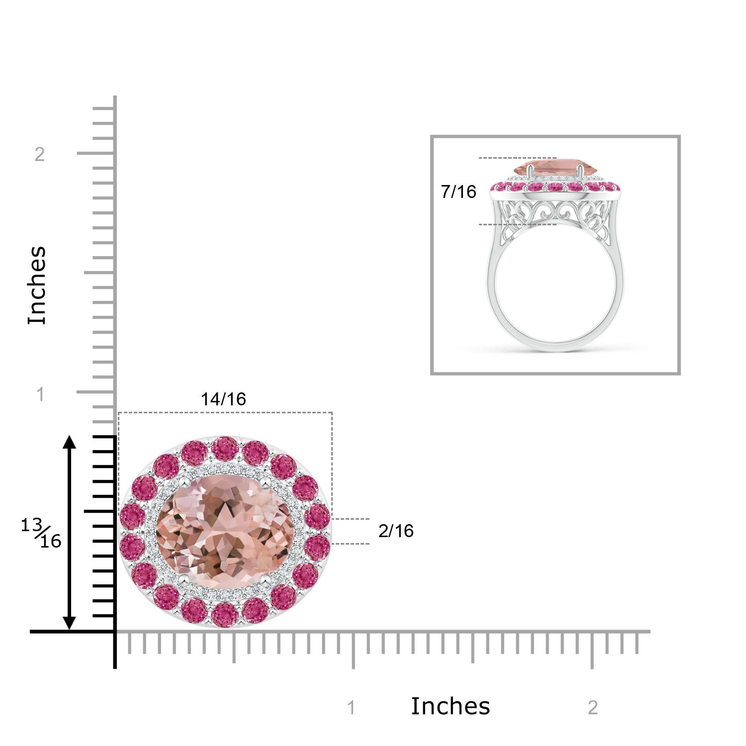 AAAA - Morganite / 9.74 CT / 14 KT White Gold