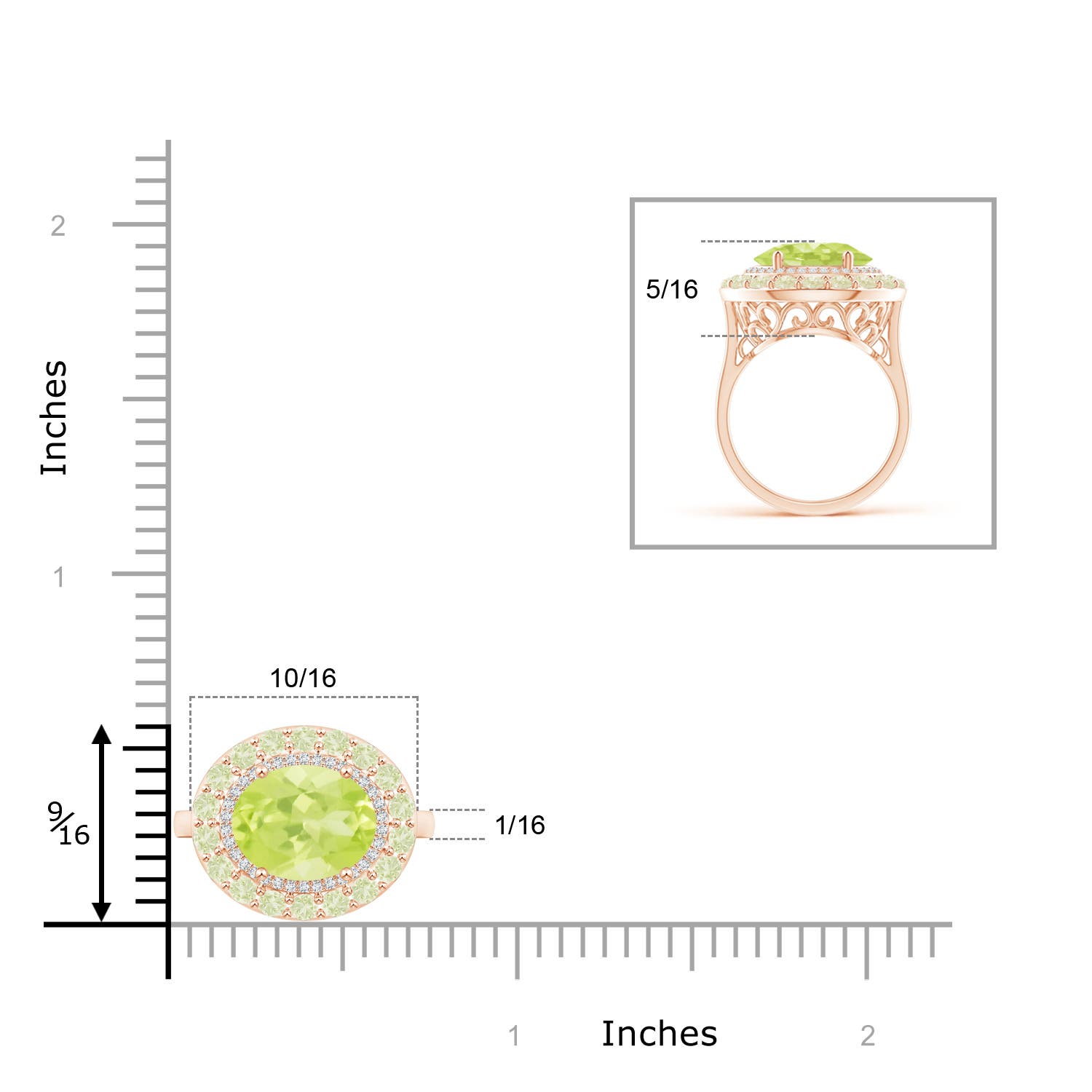 A - Peridot / 3.42 CT / 14 KT Rose Gold