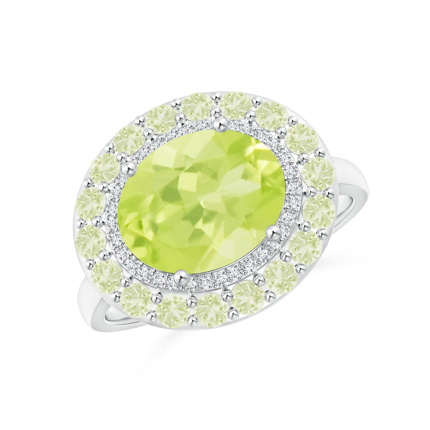 A - Peridot / 3.42 CT / 14 KT White Gold